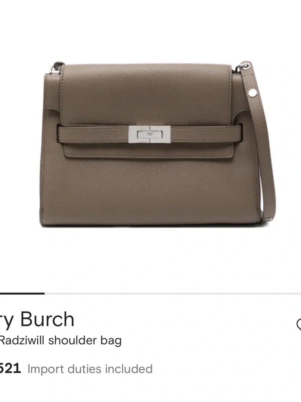NEW Tory Burch TB Lee Radziwill Taupe Leather Crossbody Shoulder Bag purse